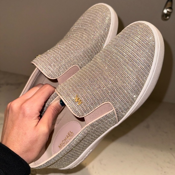 Michael Kors Keaton Glitter Chain Mesh Slip-On Sneaker - Picture 3 of 11